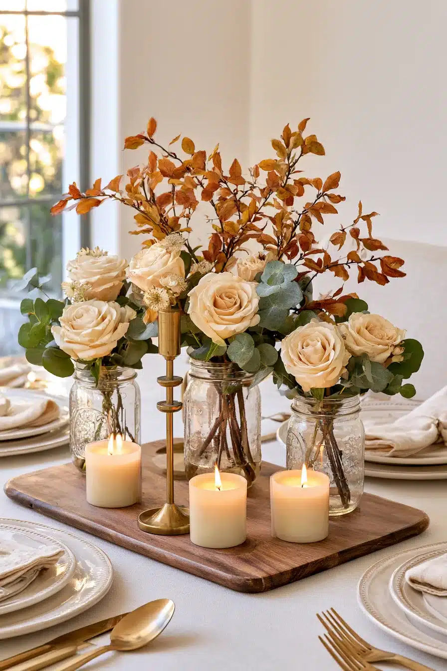 27 Charming Fall Mason Jar Centerpieces That Make Your Home Feel Cozy
