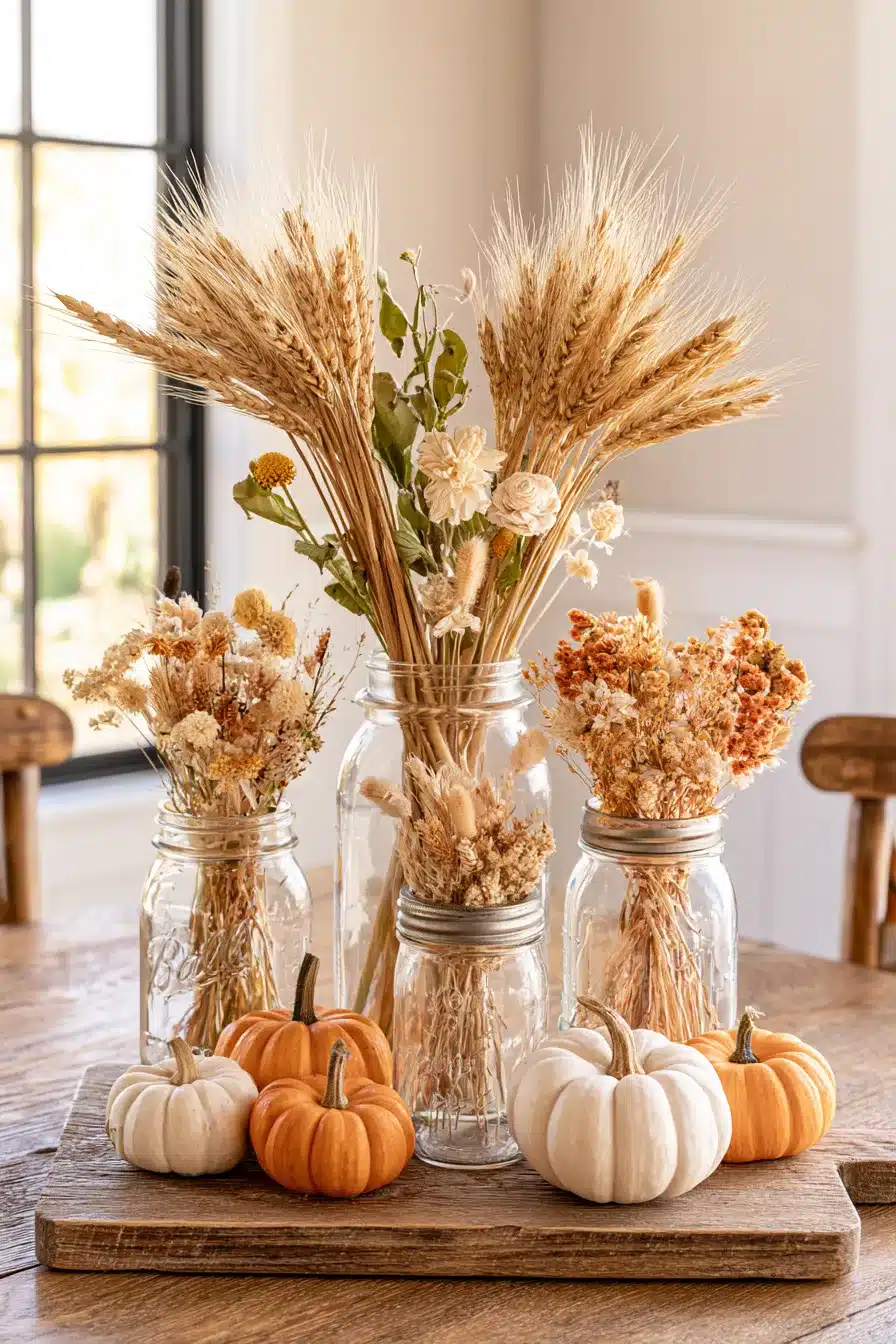 27 Charming Fall Mason Jar Centerpieces That Make Your Home Feel Cozy