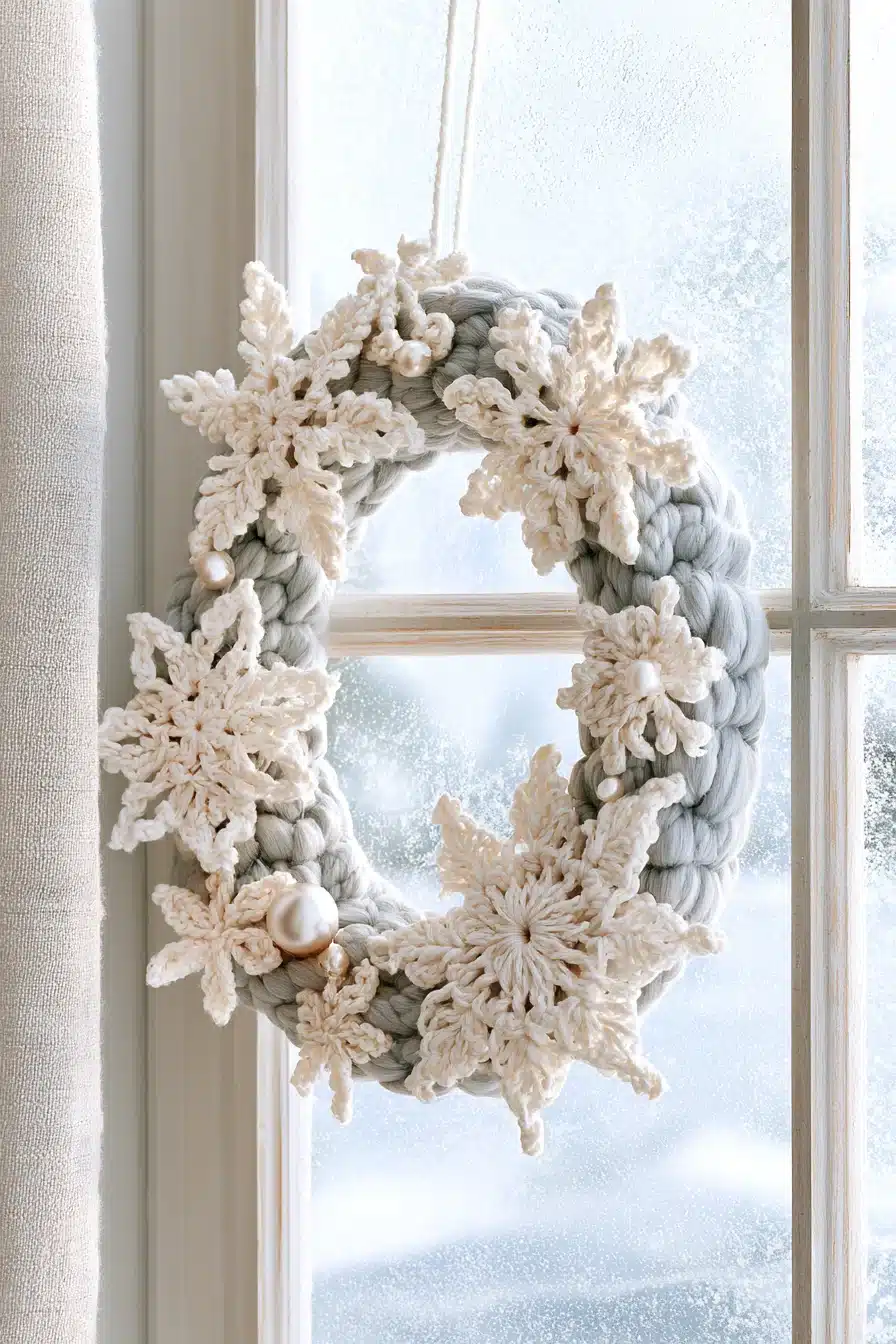 27 Cozy Christmas Yarn Wreaths to Make Your Front Door Feel Festive