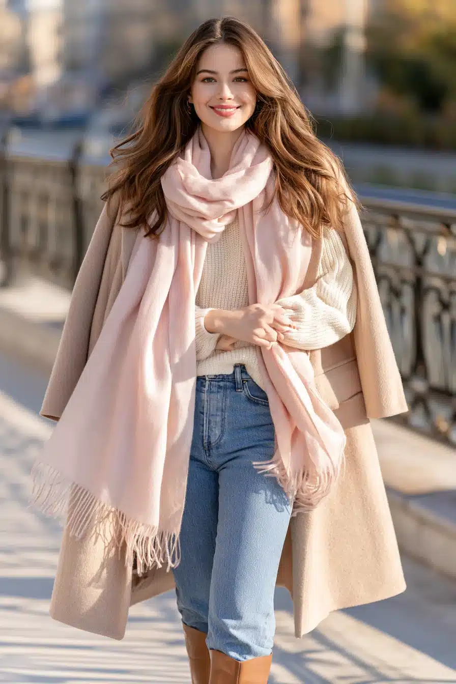 27 Pink Scarf Outfit Ideas to Brighten Your Cozy Everyday Style