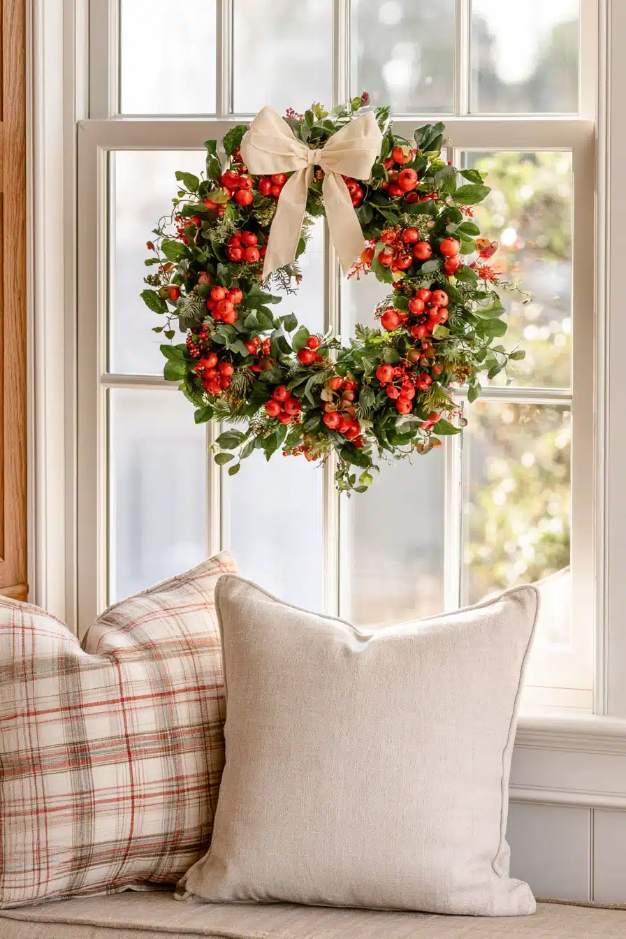 27 Beautiful Wreaths on Windows Ideas for a Cozy and Festive Home
