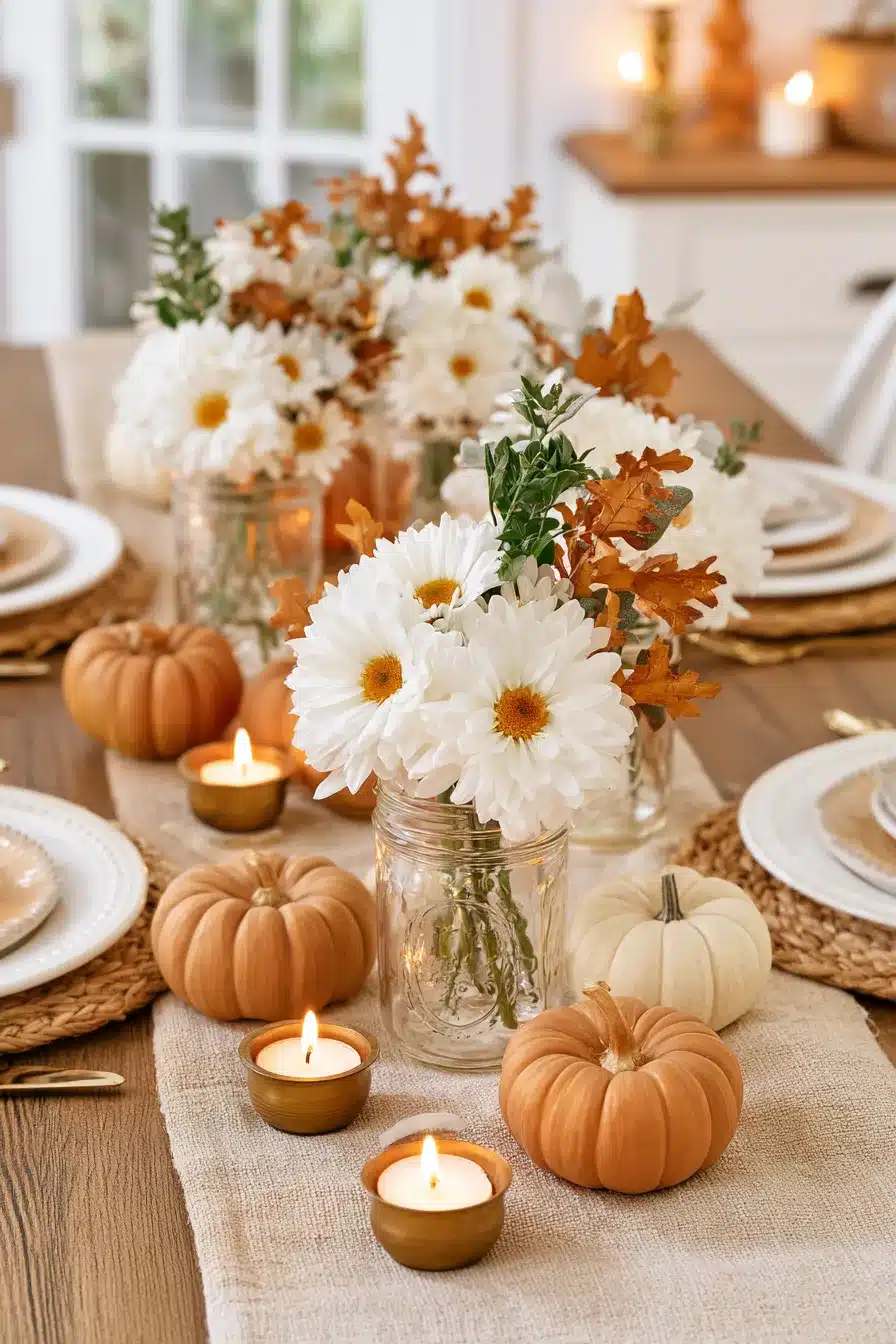 27 Charming Fall Mason Jar Centerpieces That Make Your Home Feel Cozy