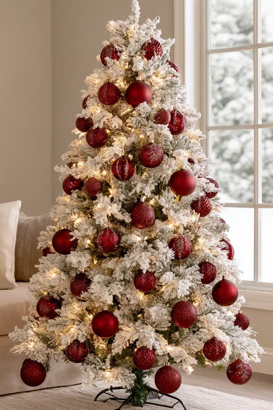 27 Elegant Burgundy Christmas Tree Ideas for a Rich and Cozy Holiday Look