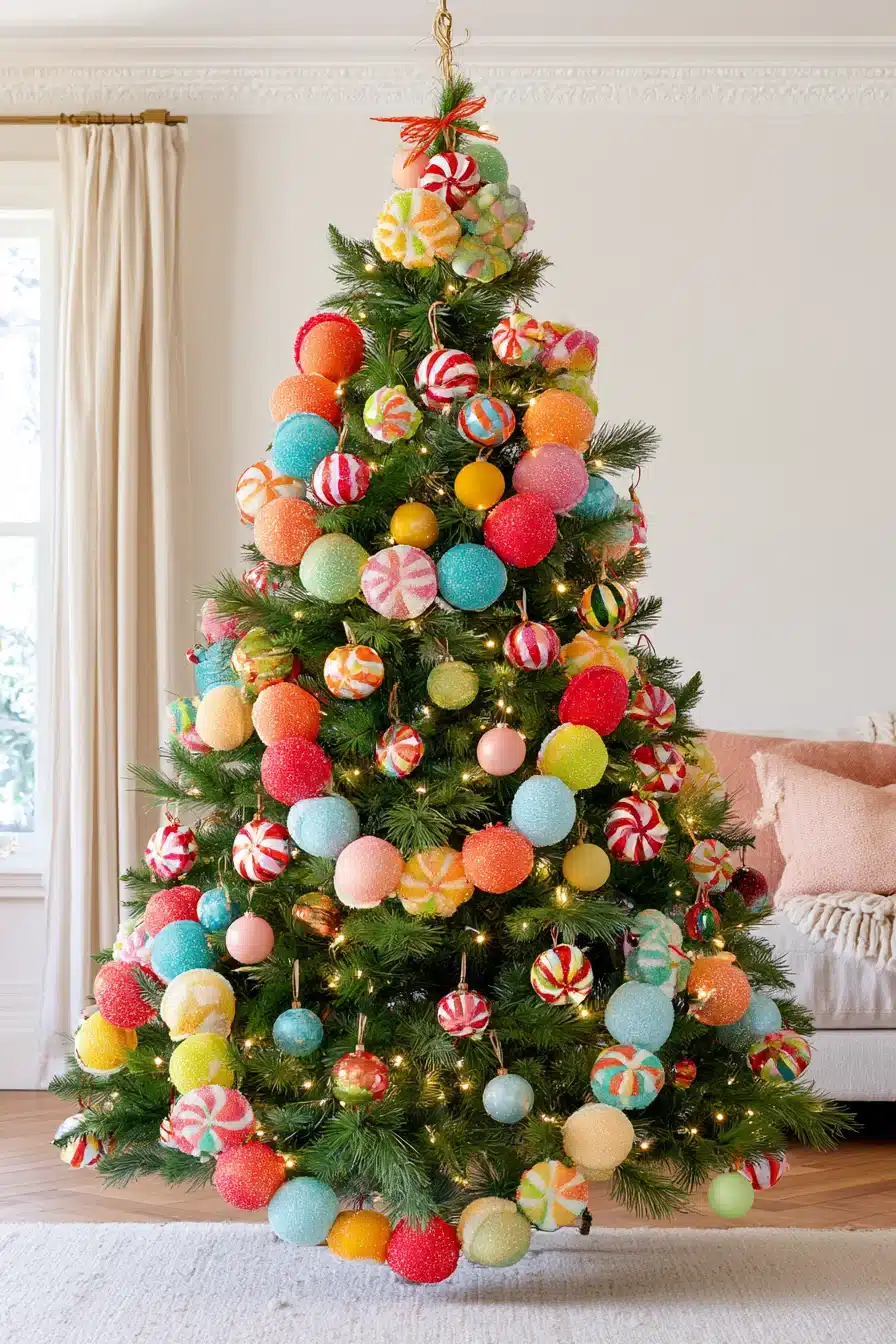 27 Whimsical Candyland Christmas Tree Ideas for a Sweet and Magical Holiday