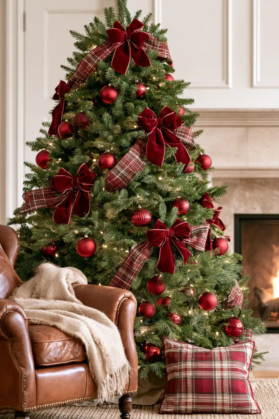 27 Elegant Burgundy Christmas Tree Ideas for a Rich and Cozy Holiday Look