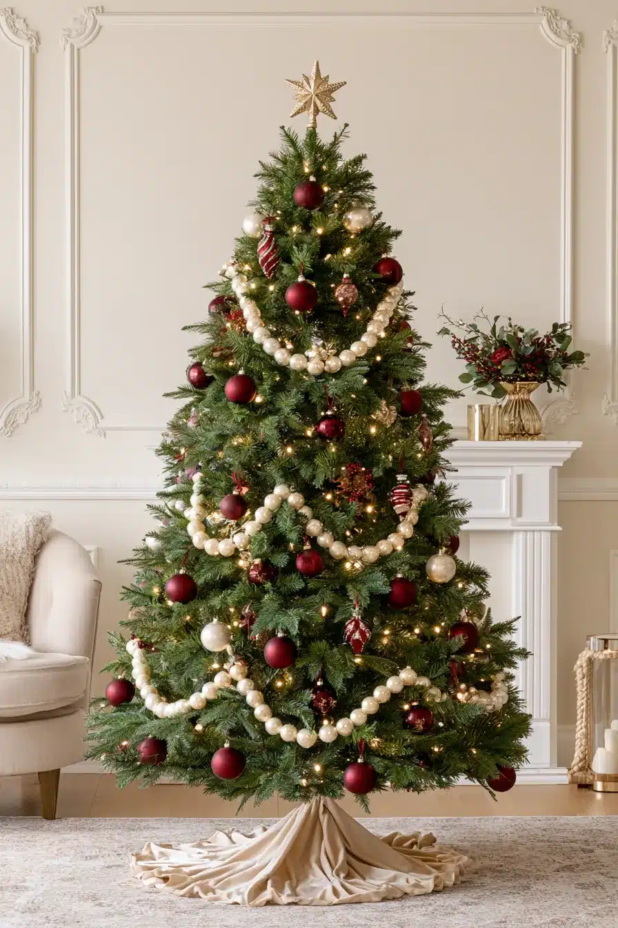 27 Elegant Burgundy Christmas Tree Ideas for a Rich and Cozy Holiday Look